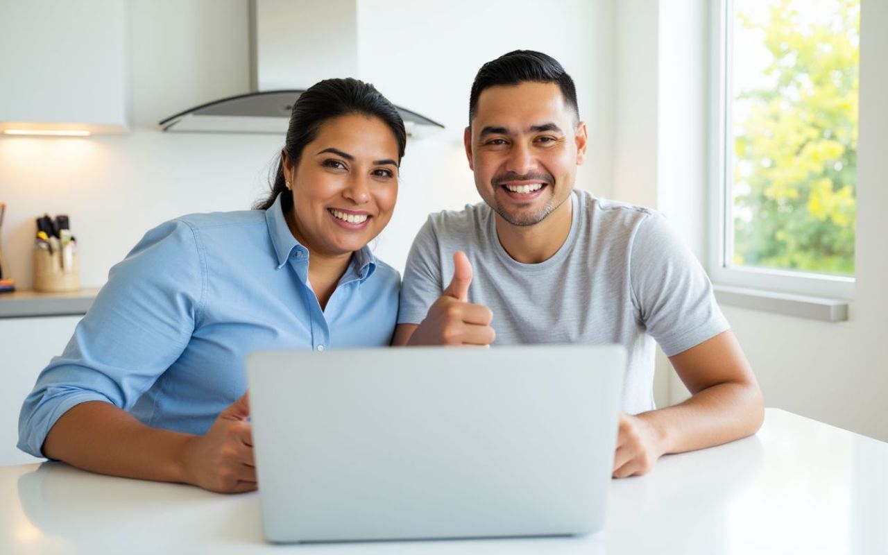 Osoba składająca wniosek o kredyt na komputerze